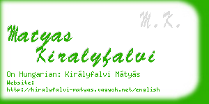 matyas kiralyfalvi business card